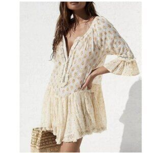 Anthropologie Barok Paris Yellow Vita Ruffled Tunic Mini Dress
